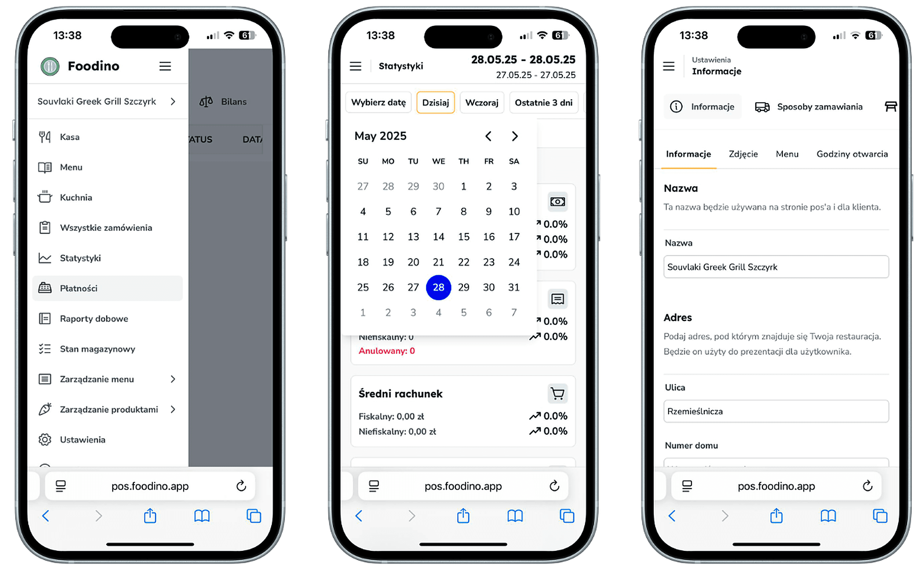 Podgląd systemu Foodino POS